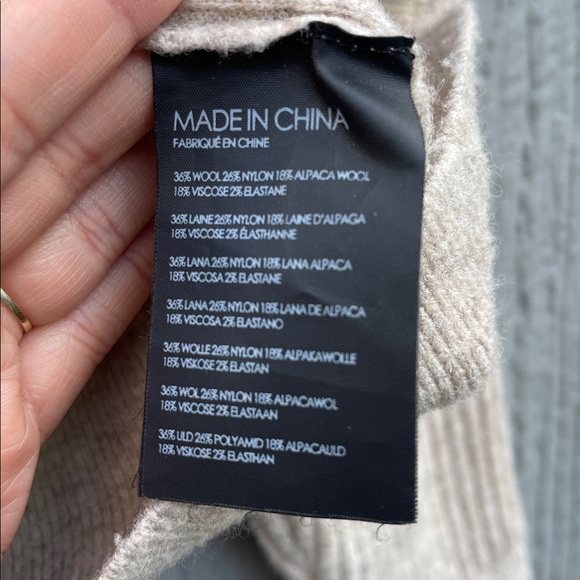 Club Monaco Ribbed Turtleneck Wool | Alpaca Blend Sweater - Beige Size: Xs - Picture 3 of 11